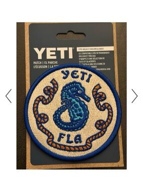 Yeti Blue & Cream Seahorse Embroidered Patch